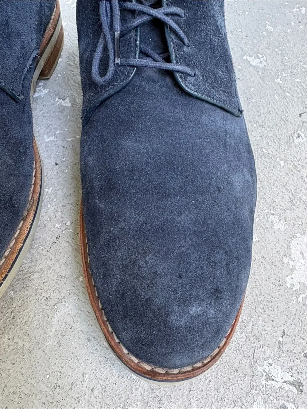 Allen Edmonds Nomad blue suede lace ups